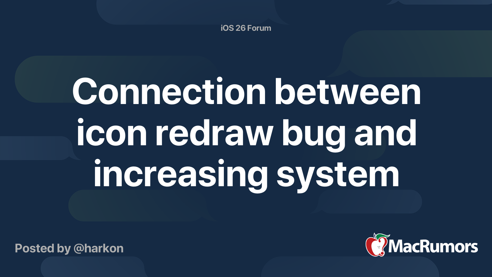Connection between icon redraw bug and increasing system | MacRumors Forums