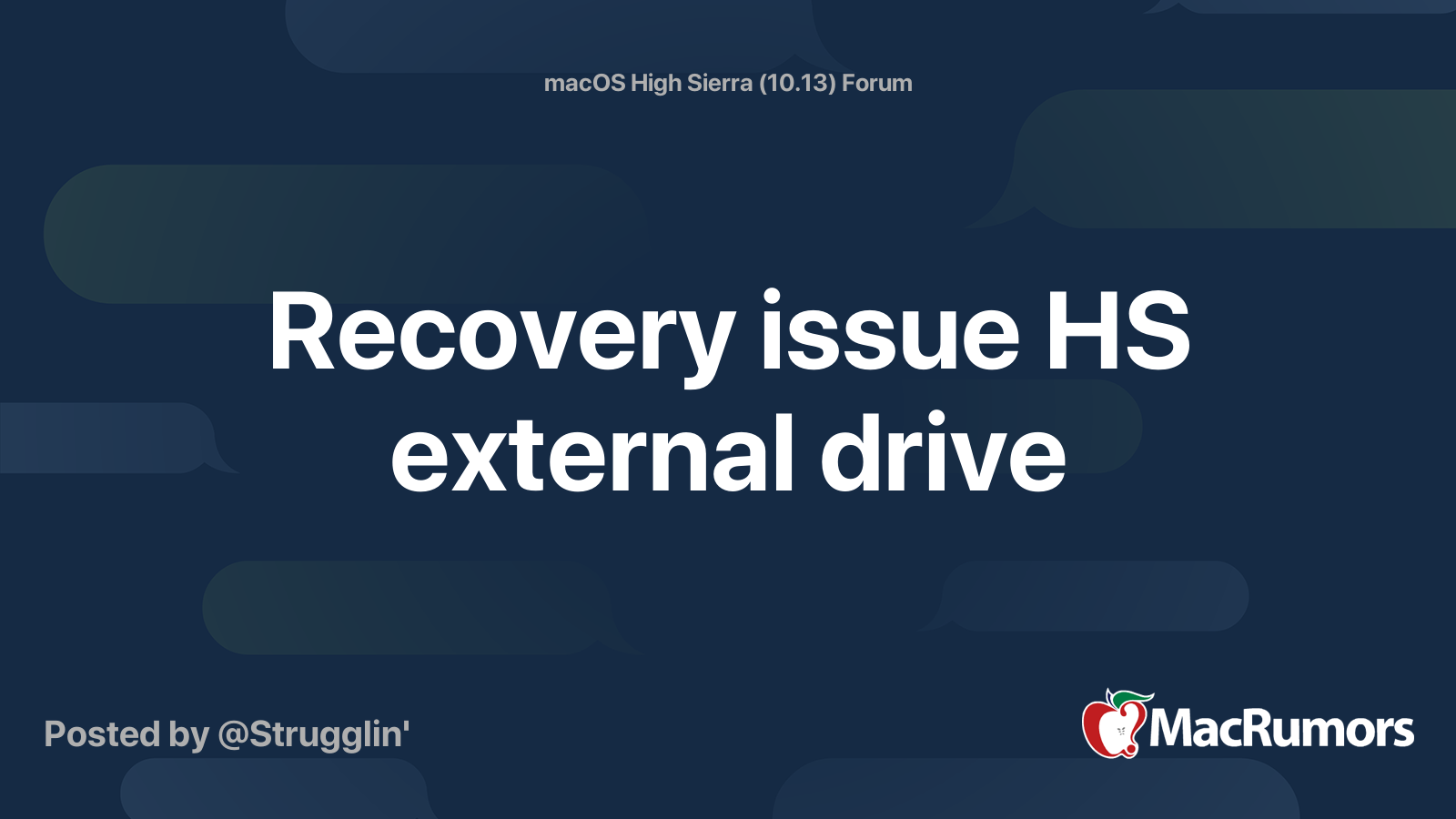 Recovery issue HS external drive | MacRumors Forums