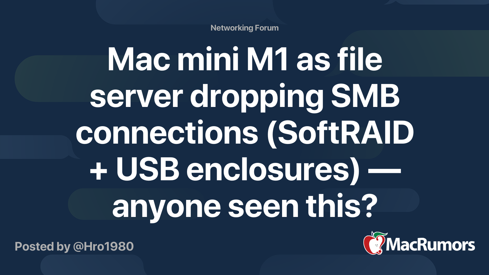 Mac mini M1 as file server dropping SMB connections (SoftRAID + USB ...