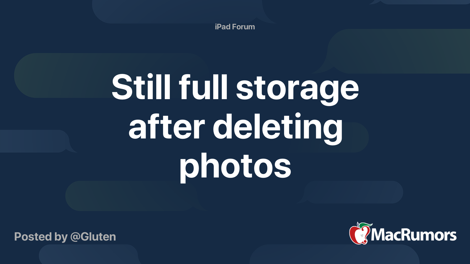 Still full storage after deleting photos | MacRumors Forums