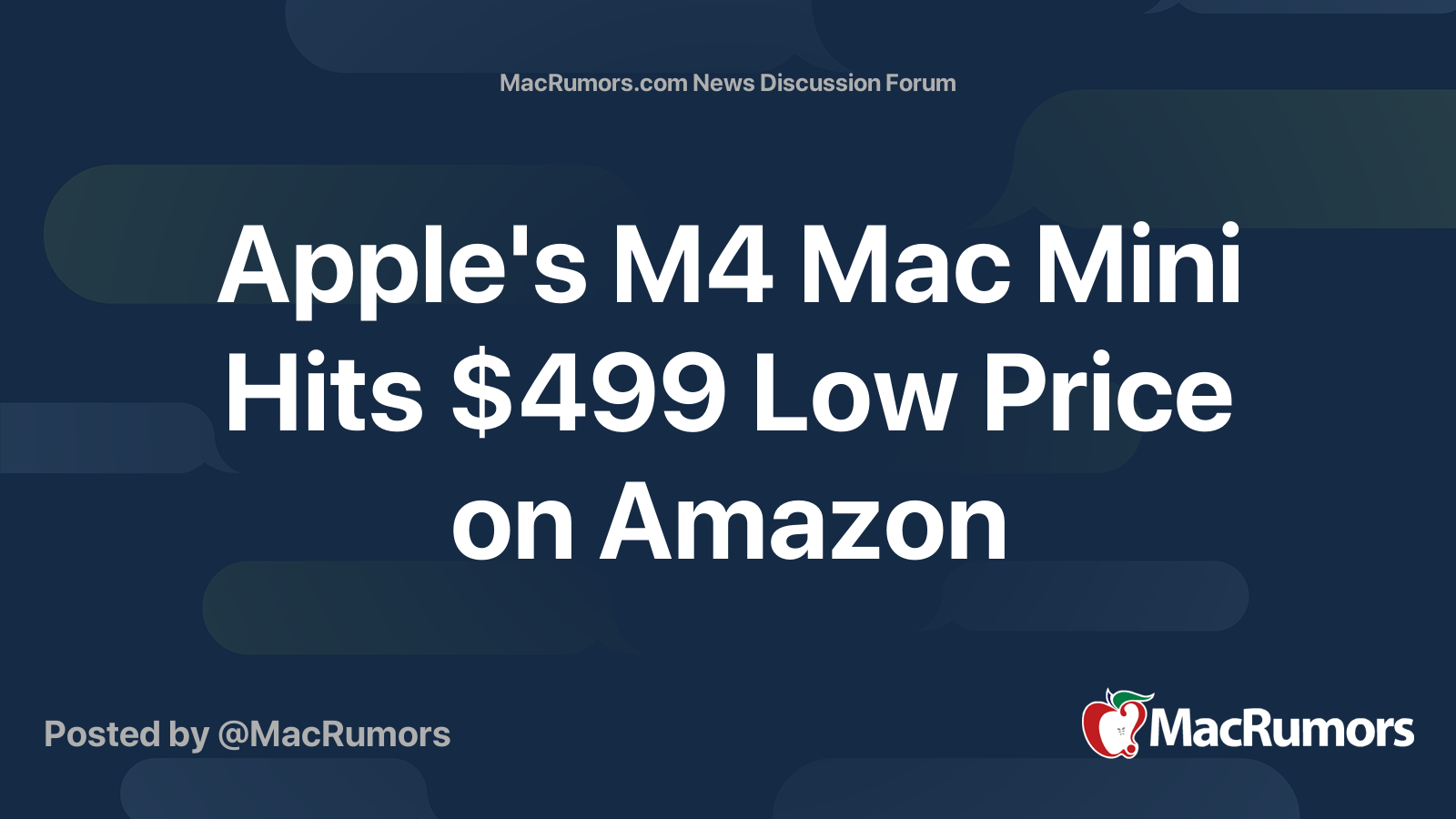 Apple's M4 Mac Mini Hits $499 Low Price on Amazon | Page 2 | MacRumors ...