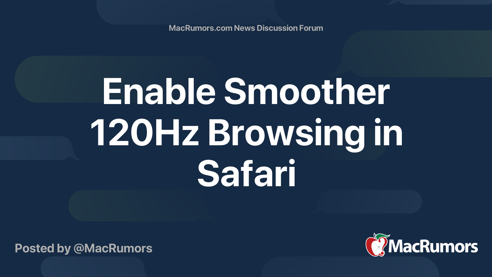 Enable Smoother 120Hz Browsing in Safari | Page 2 | MacRumors Forums