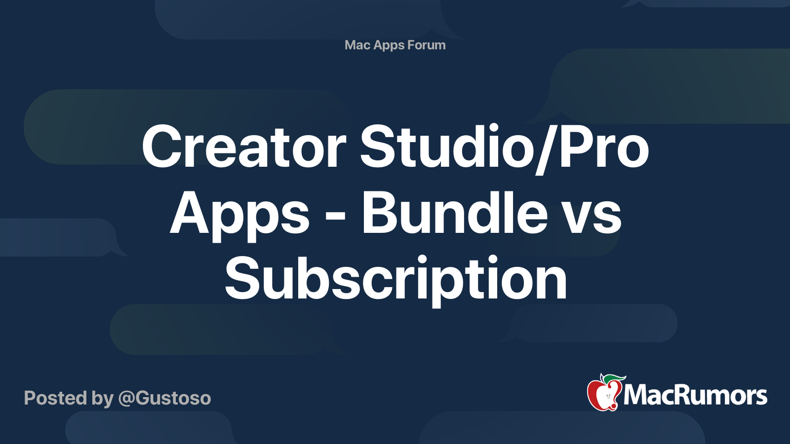 Creator Studio/Pro Apps - Bundle vs Subscription | MacRumors Forums