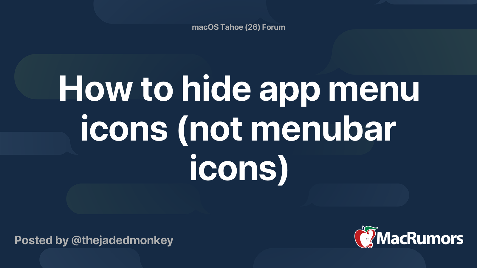 How to hide app menu icons (not menubar icons) | MacRumors Forums