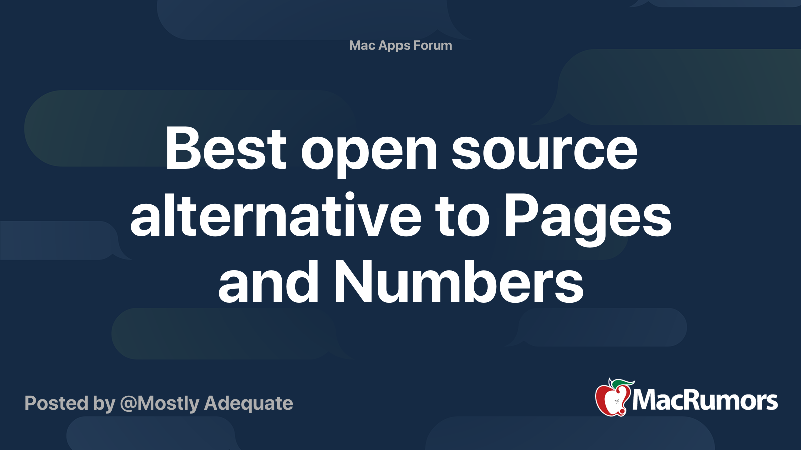 Best open source alternative to Pages and Numbers | MacRumors Forums