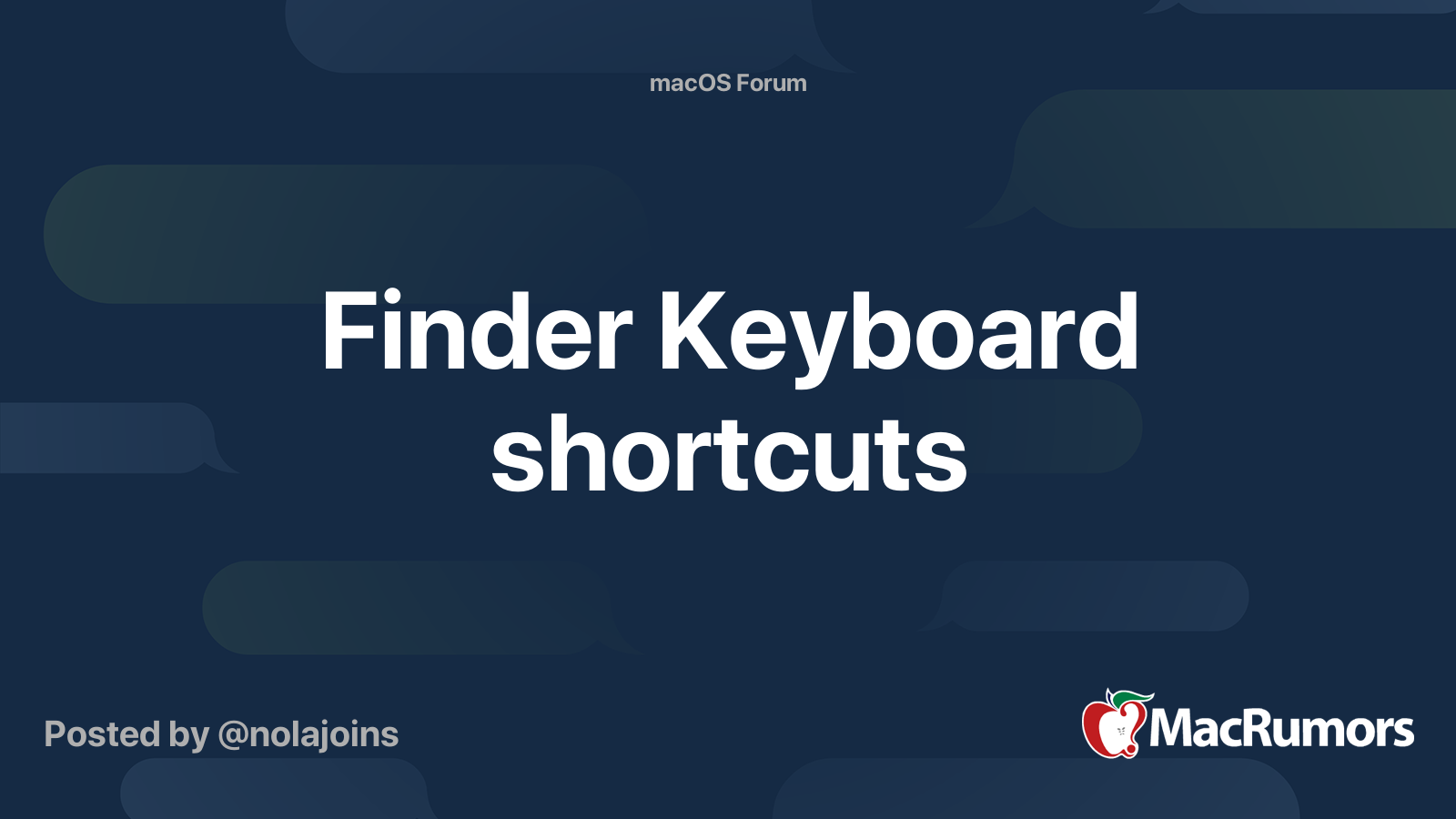 Finder Keyboard shortcuts | MacRumors Forums