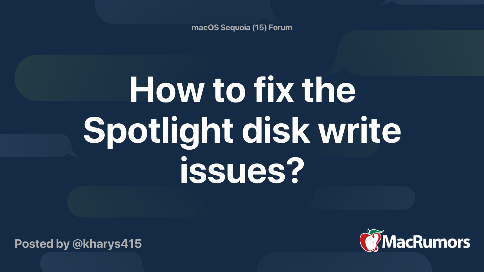 How to fix the Spotlight disk write issues? | MacRumors Forums