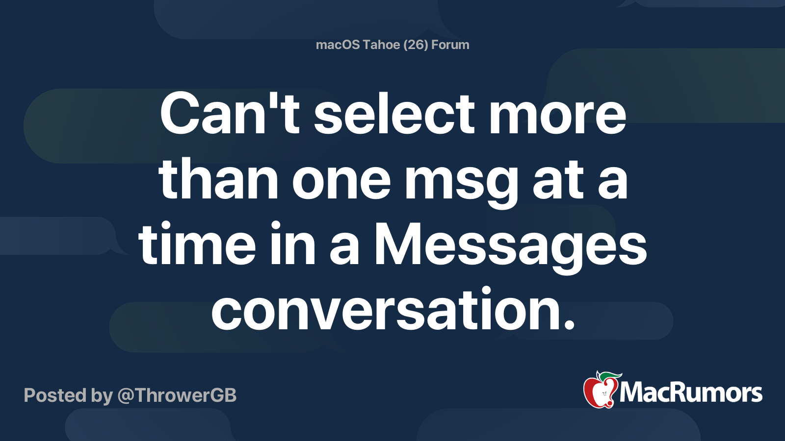 Can't select more than one msg at a time in a Messages conversation ...