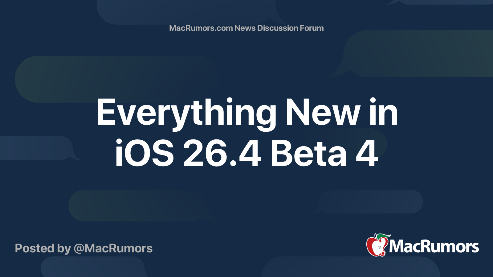 Everything New in iOS 26.4 Beta 4 | Page 2 | MacRumors Forums