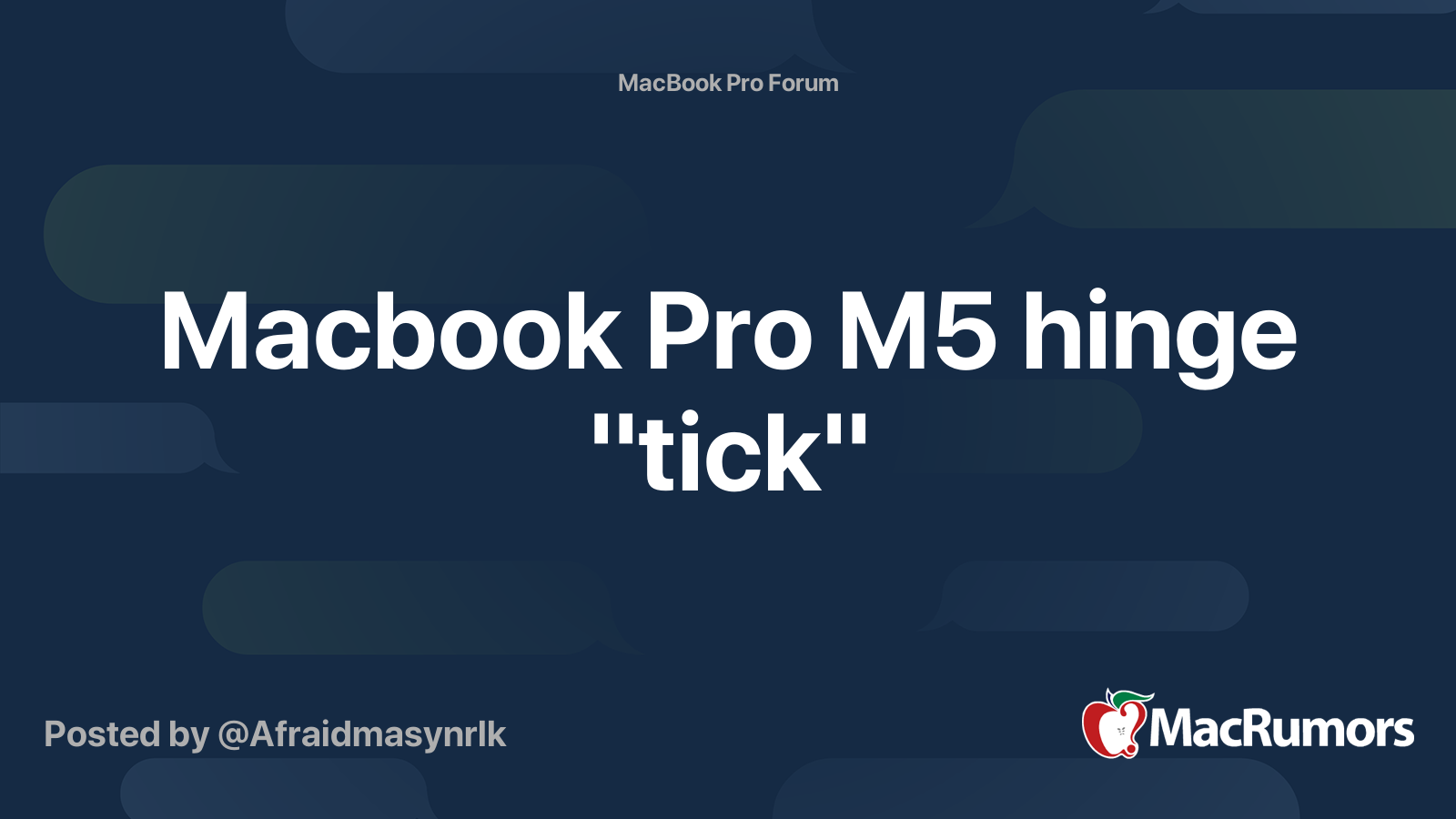 Macbook Pro M5 hinge "tick" | MacRumors Forums