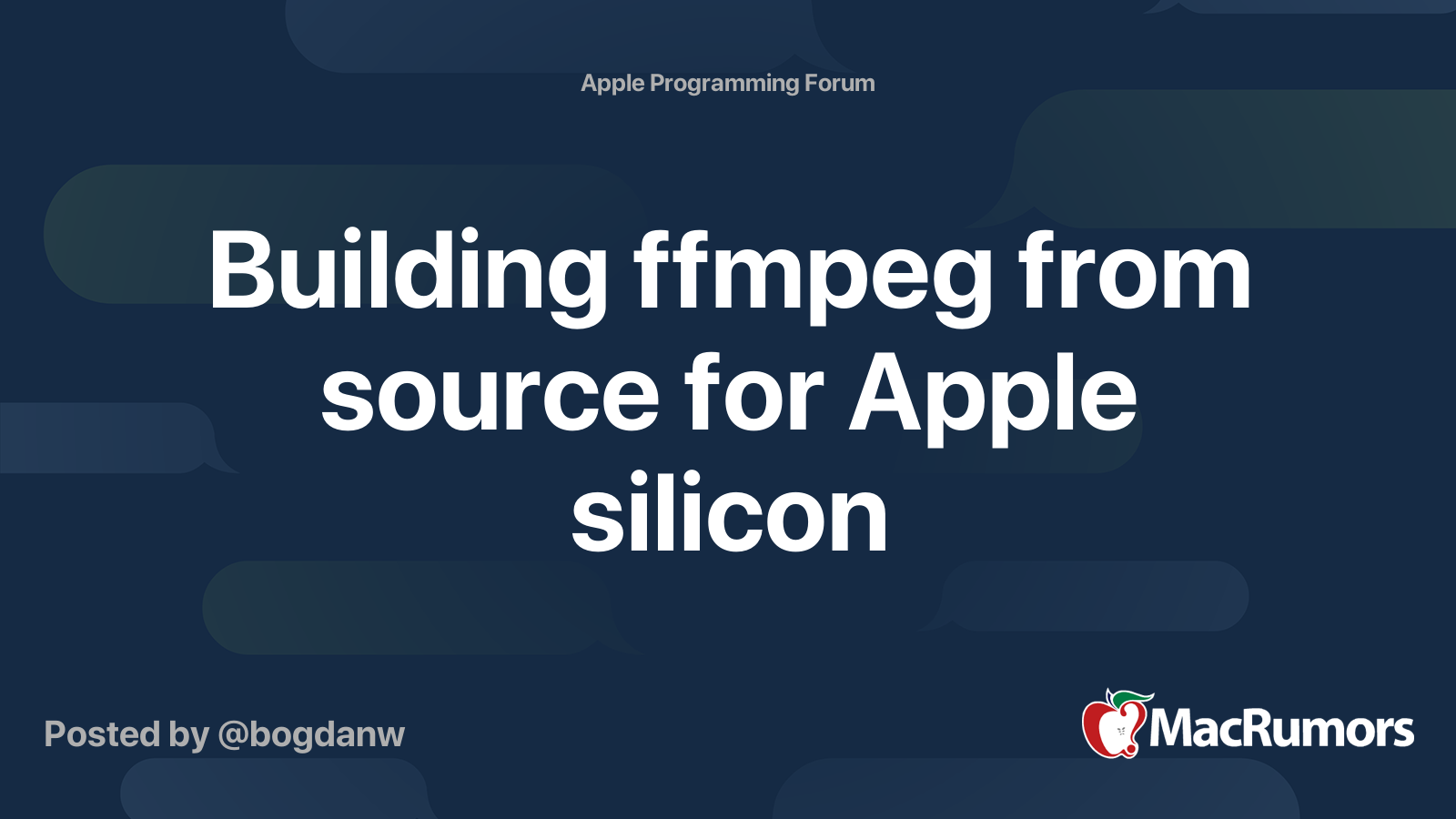 Building ffmpeg from source for Apple silicon | MacRumors Forums
