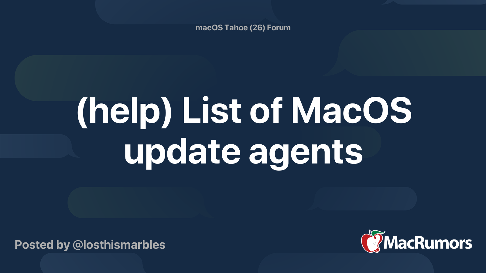 (help) List of MacOS update agents | MacRumors Forums
