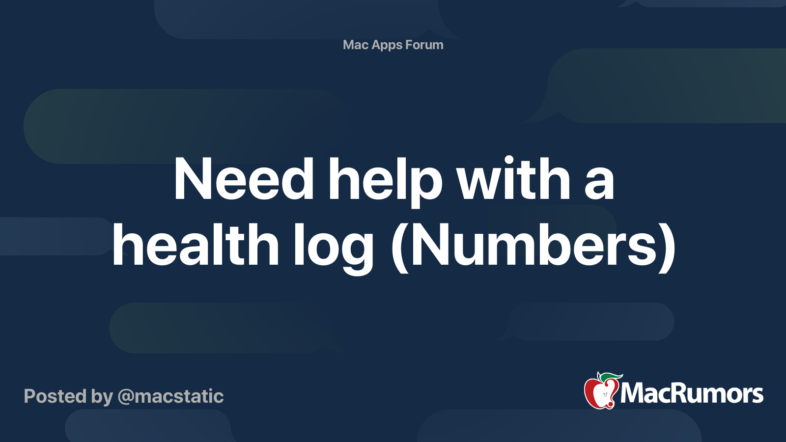 Need help with a health log (Numbers) | MacRumors Forums