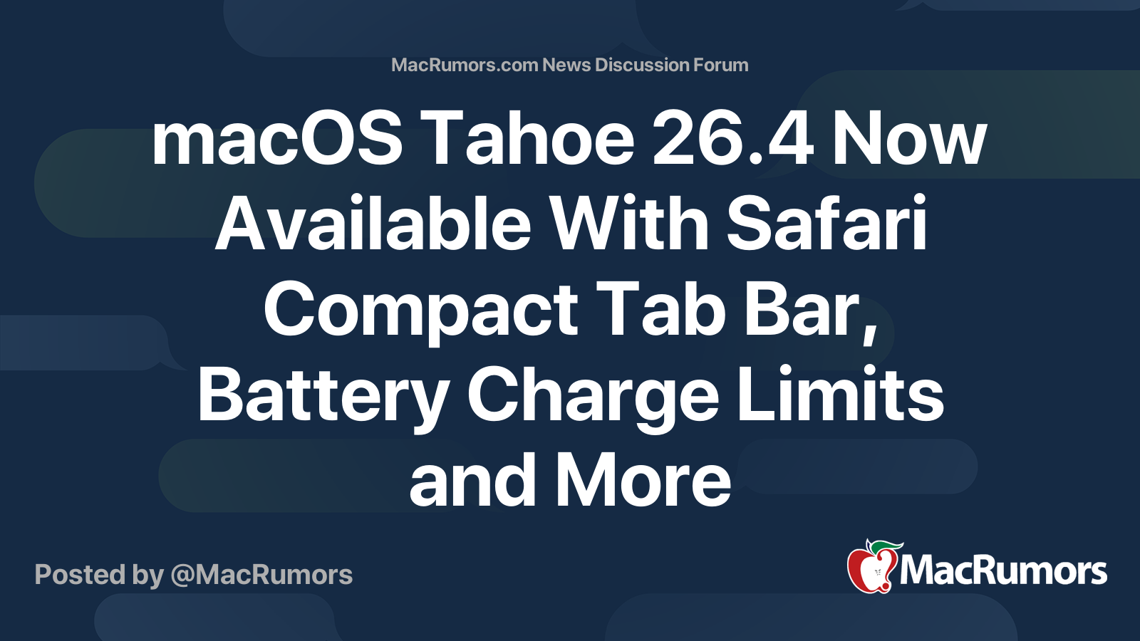 macOS Tahoe 26.4 Now Available With Safari Compact Tab Bar, Battery ...