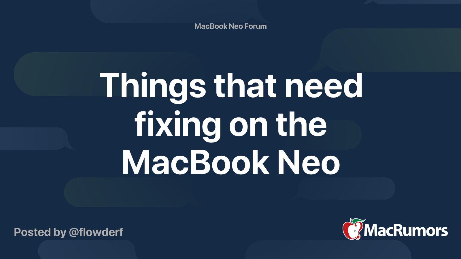 Things that need fixing on the MacBook Neo | MacRumors Forums