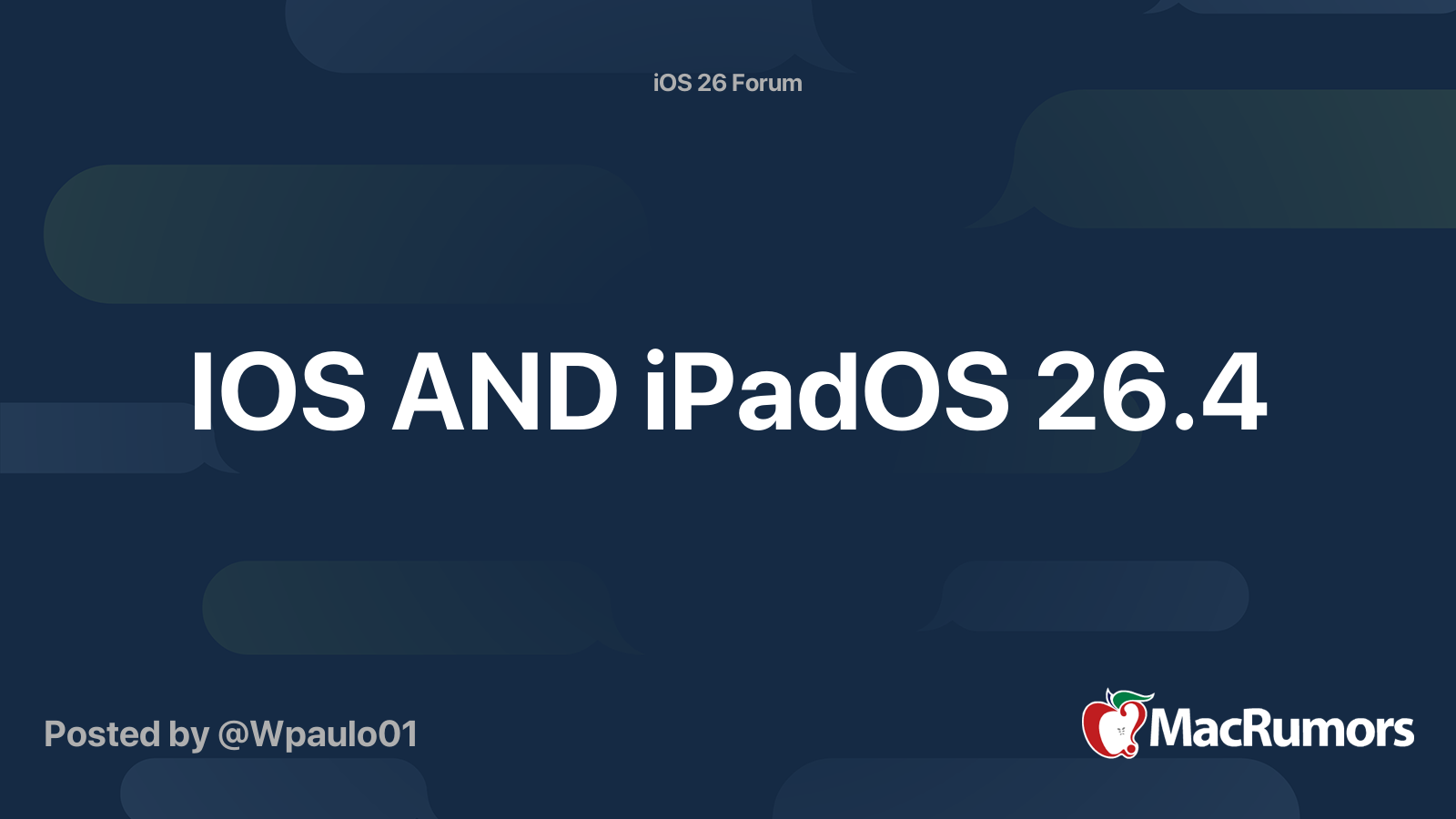 IOS AND iPadOS 26.4 | MacRumors Forums