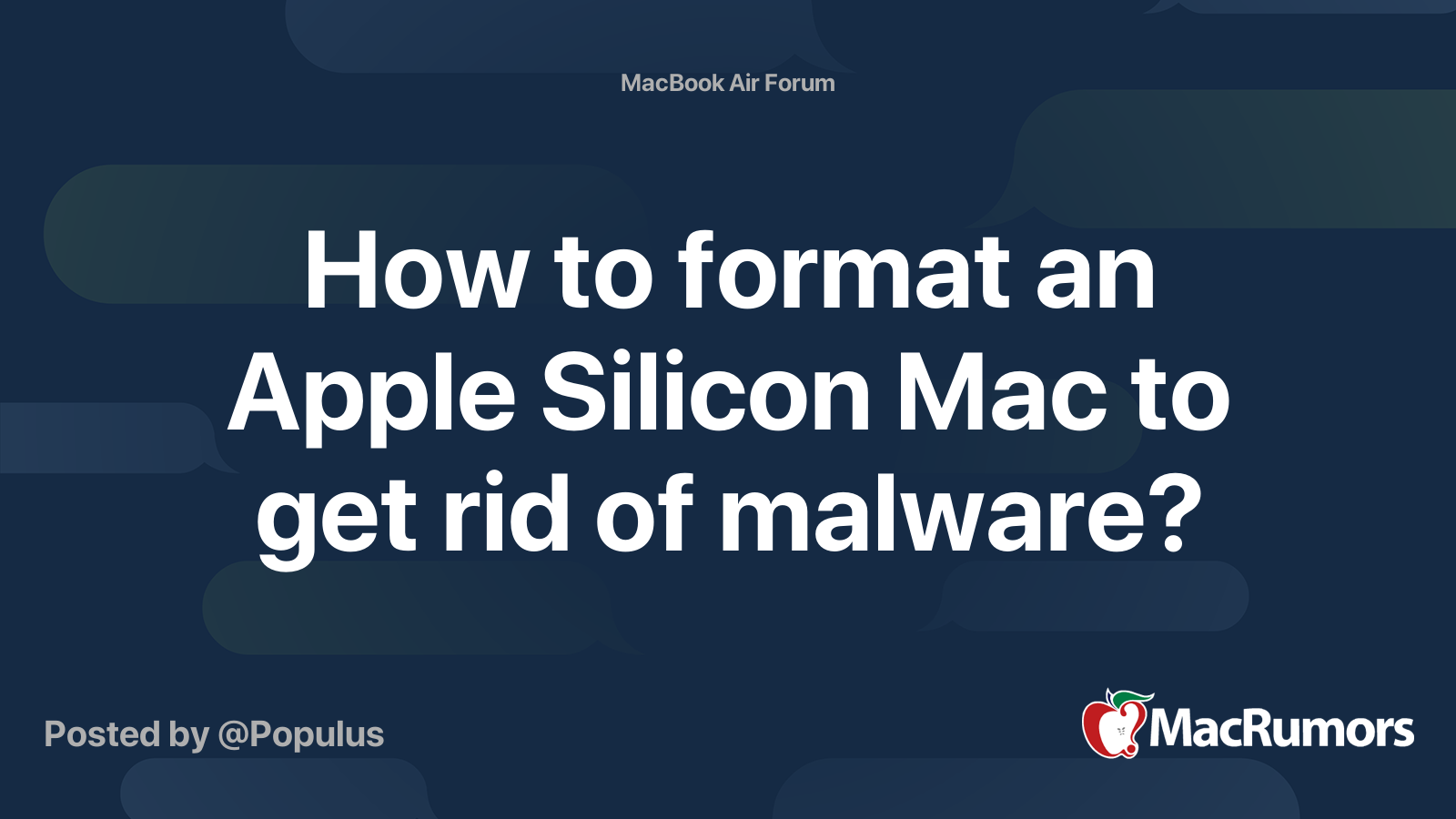 How to format an Apple Silicon Mac to get rid of malware? | MacRumors ...