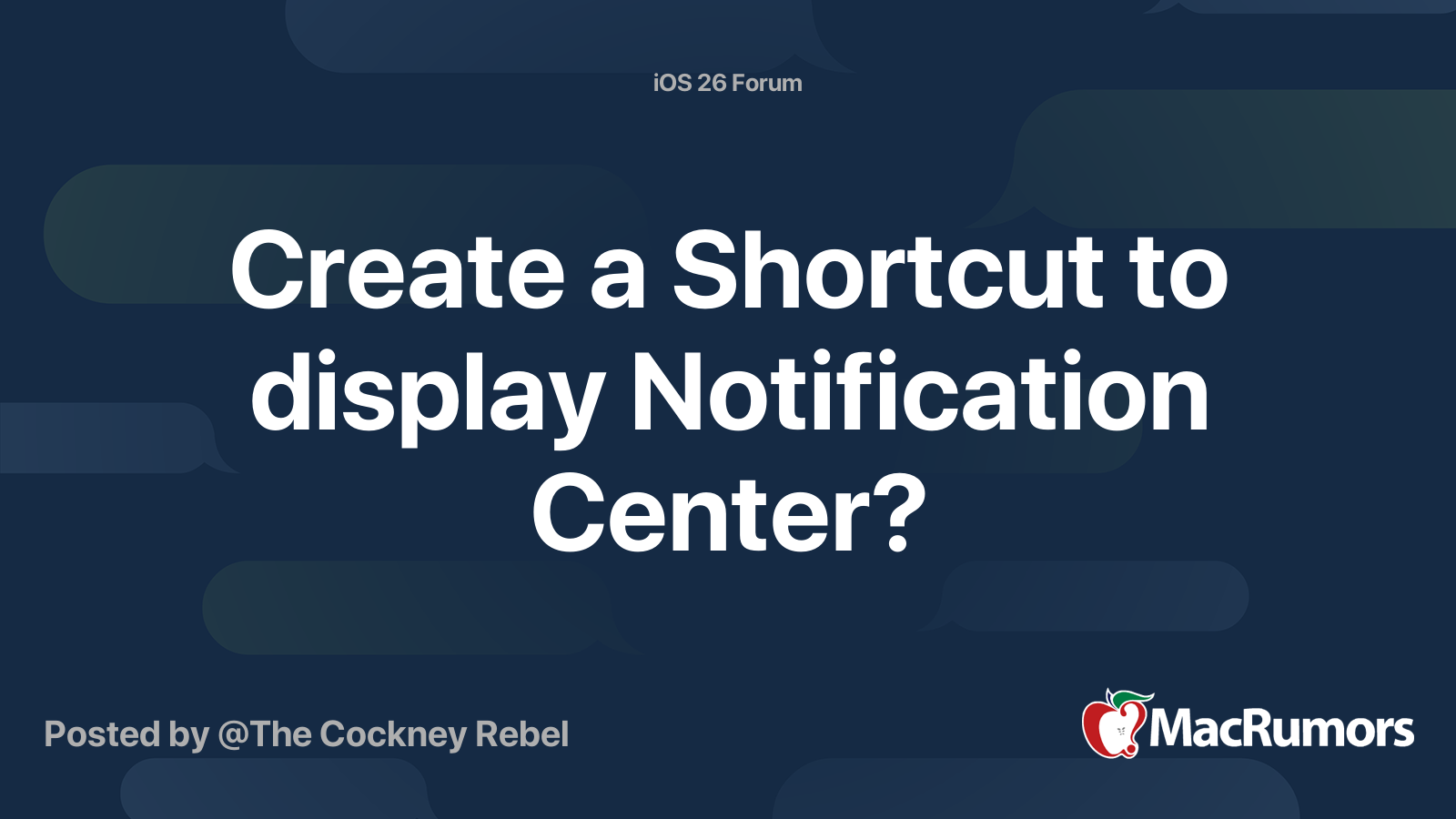Create a Shortcut to display Notification Center? | MacRumors Forums