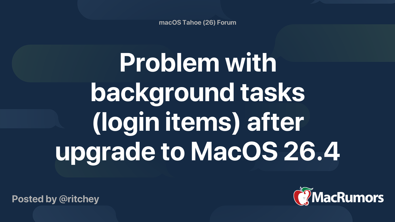 Problem with background tasks (login items) after upgrade to MacOS 26.4 ...
