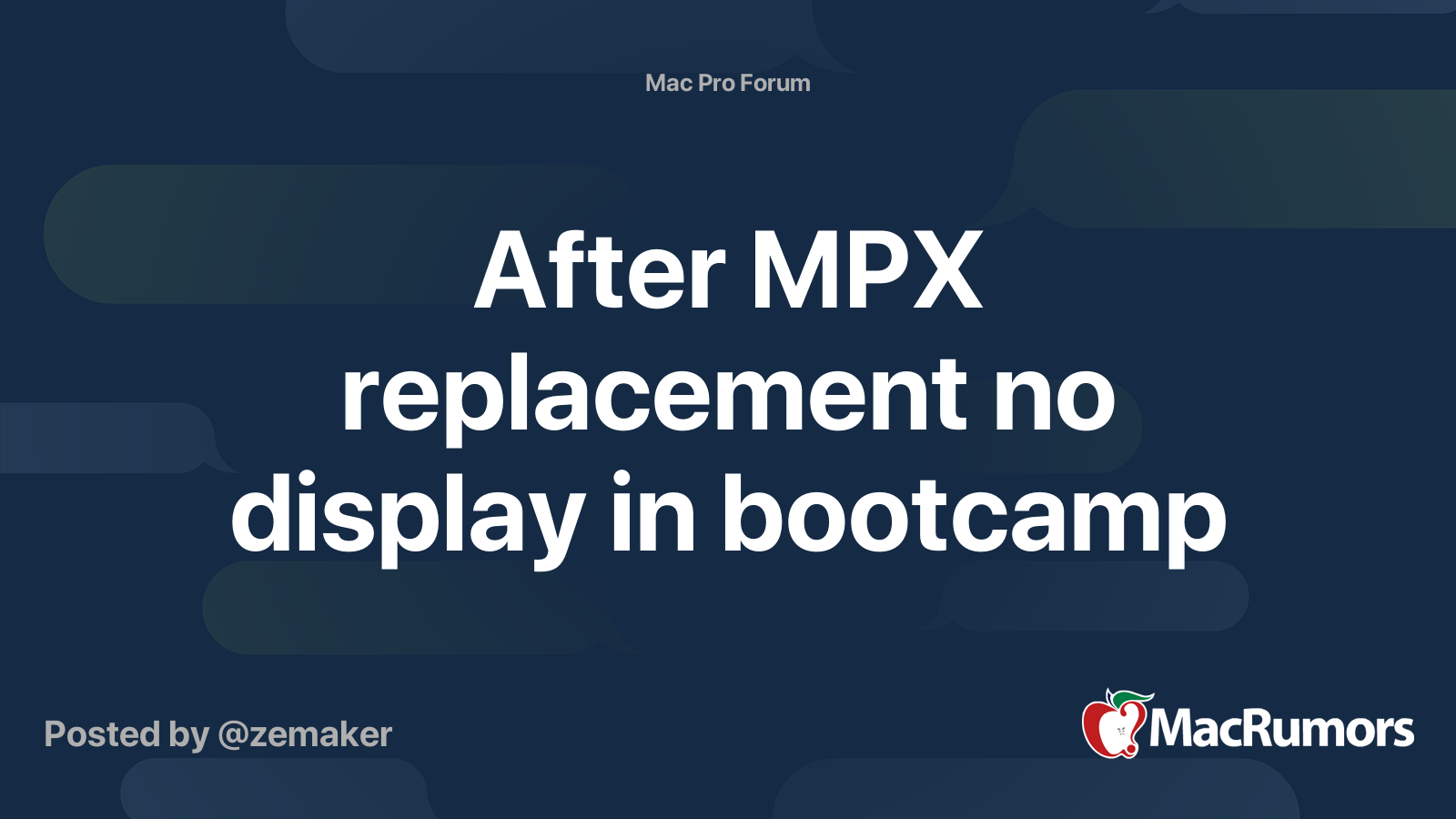 After MPX replacement no display in bootcamp | MacRumors Forums