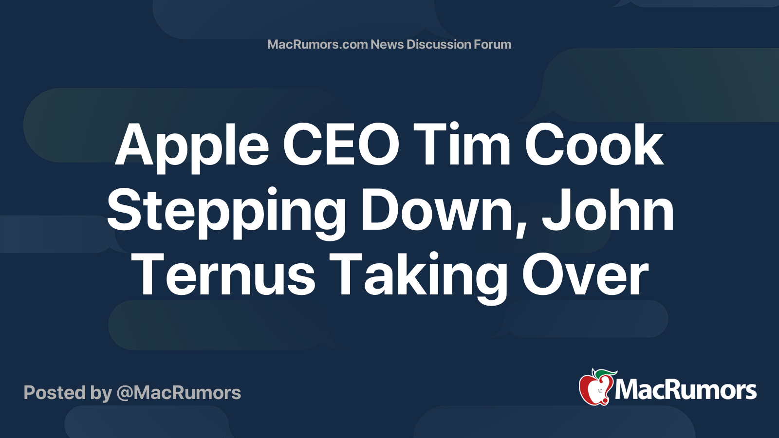 Apple CEO Tim Cook Stepping Down, John Ternus Taking Over | Page 2 ...