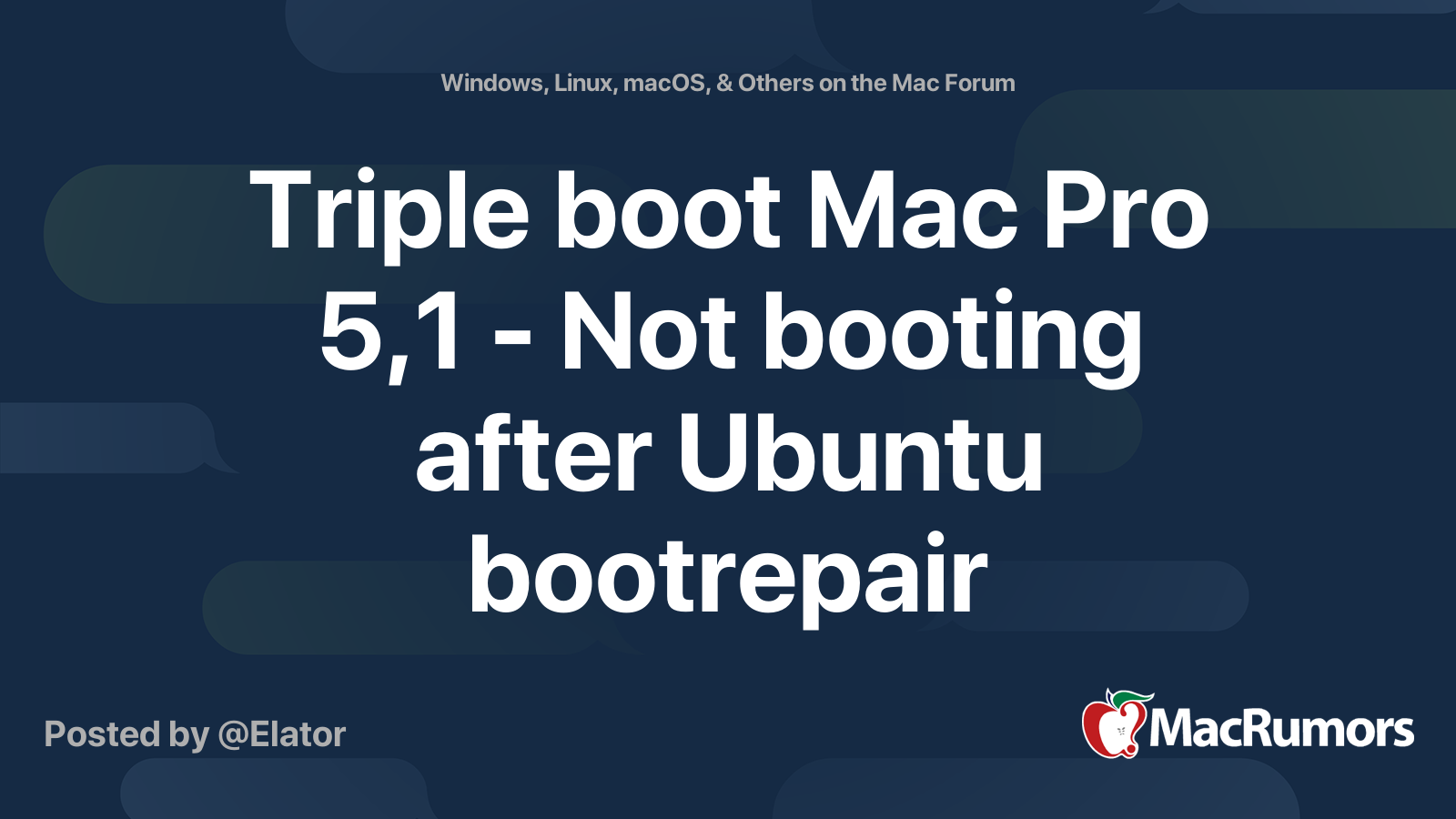 Triple boot Mac Pro 5,1 - Not booting after Ubuntu bootrepair ...