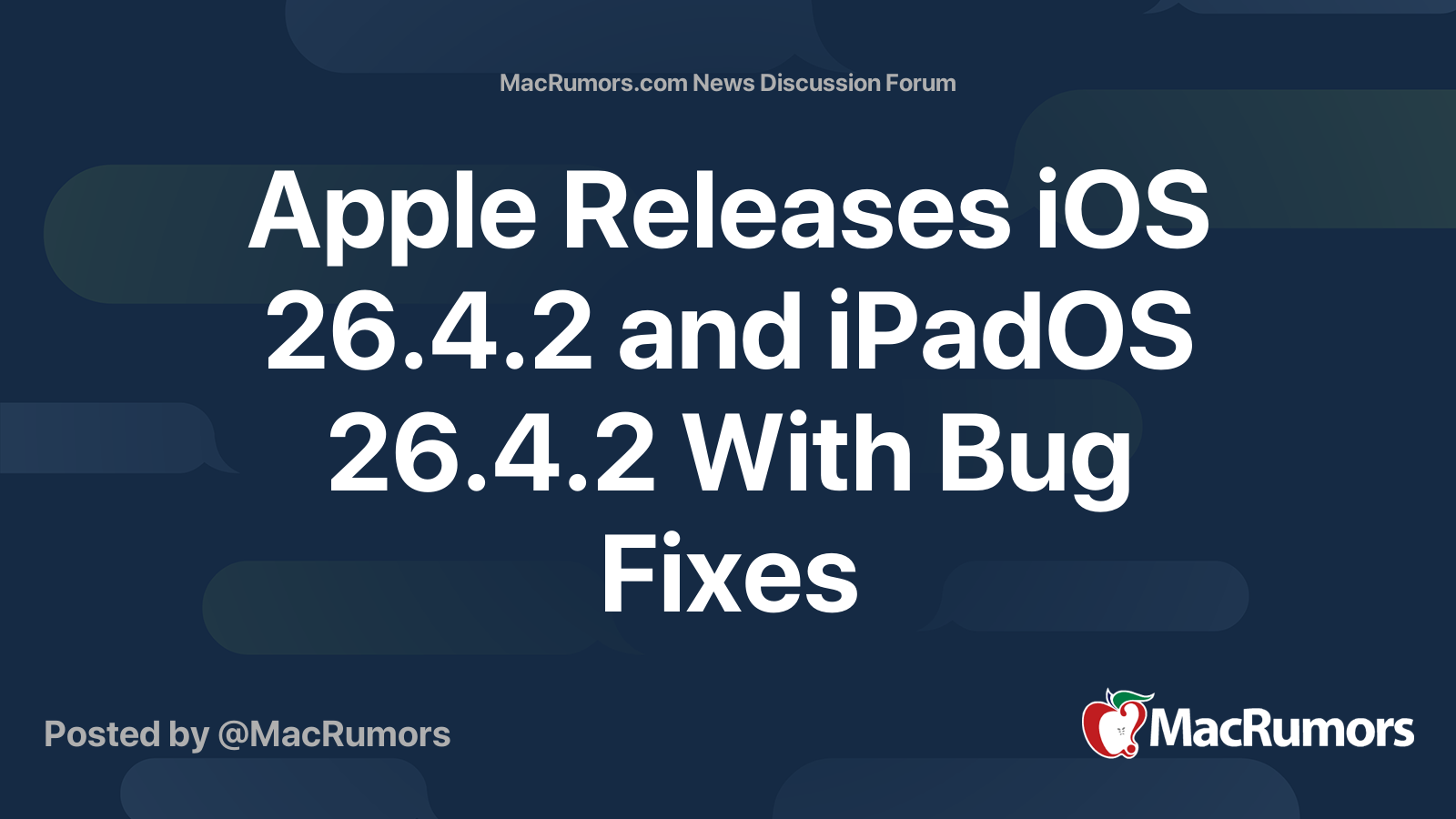 Apple Releases iOS 26.4.2 and iPadOS 26.4.2 With Bug Fixes | Page 2 ...