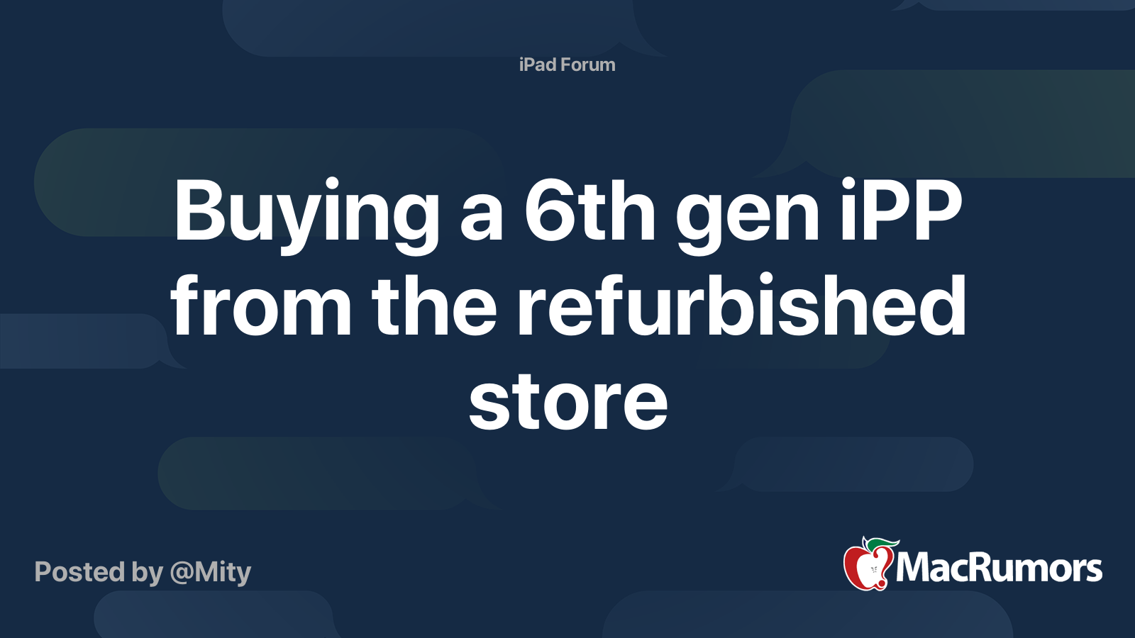 Buying a 6th gen iPP from the refurbished store | MacRumors Forums