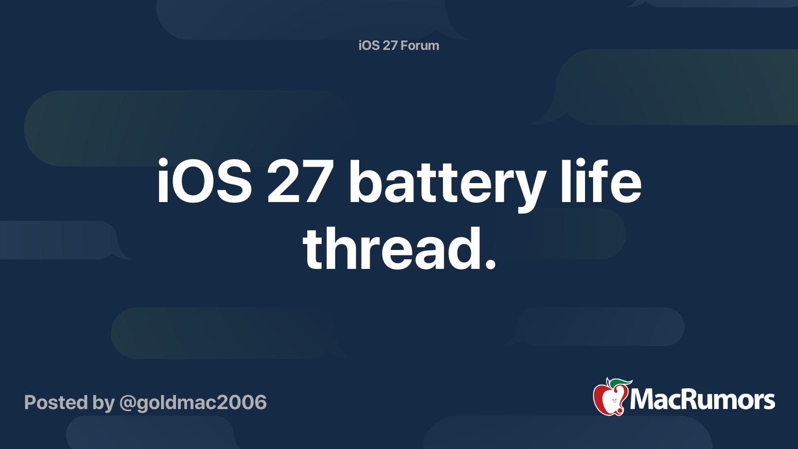 iOS 27 battery life thread. | MacRumors Forums
