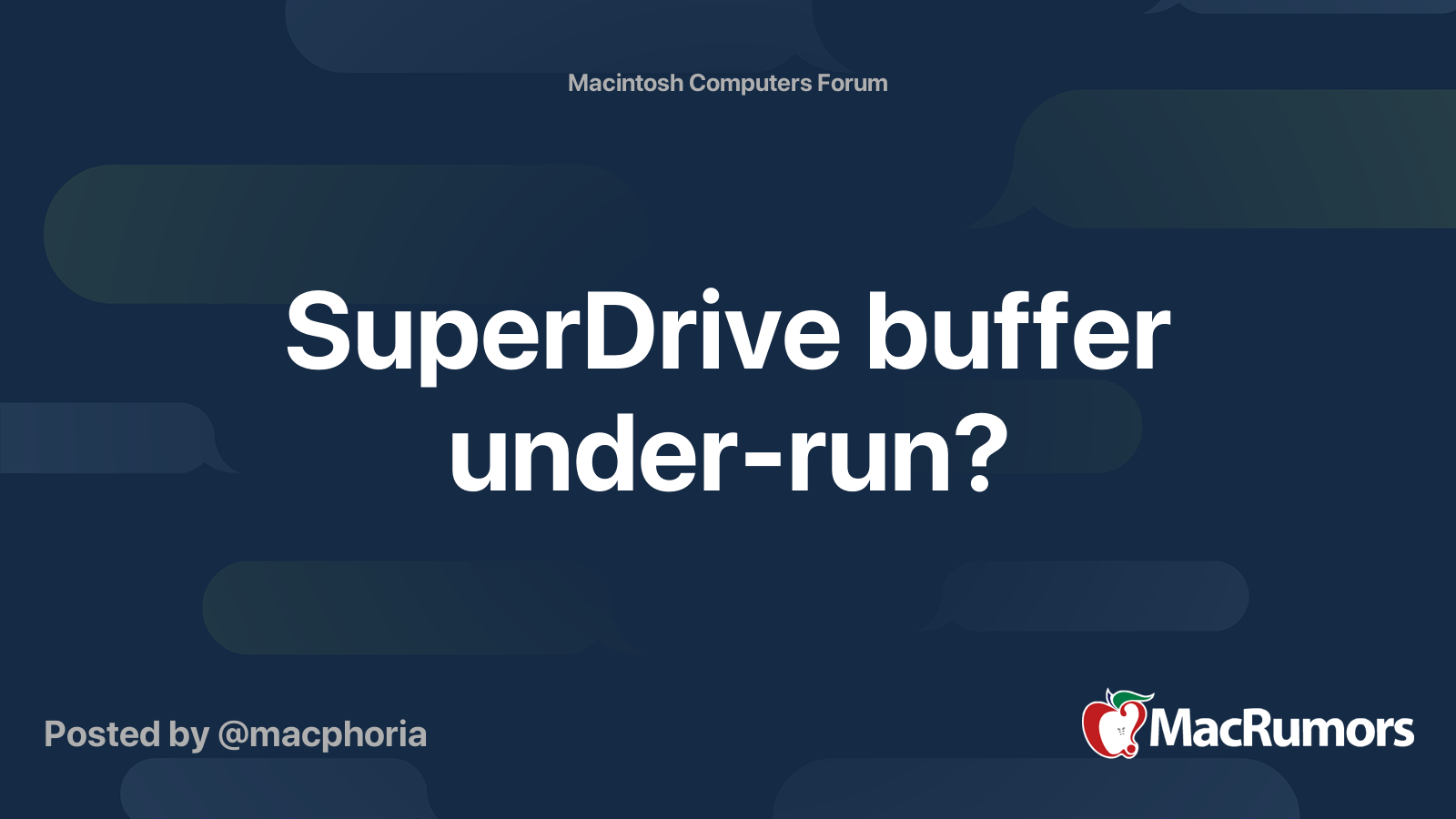 SuperDrive buffer underrun? MacRumors Forums