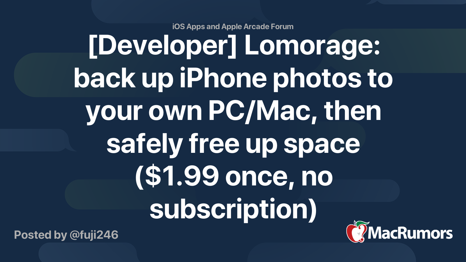 [Developer] Lomorage: back up iPhone photos to your own PC/Mac, then ...