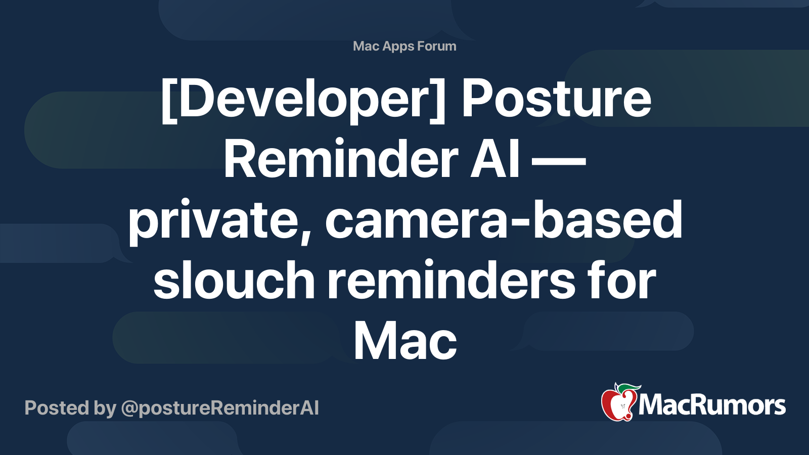 [Developer] Posture Reminder AI — private, camera-based slouch ...