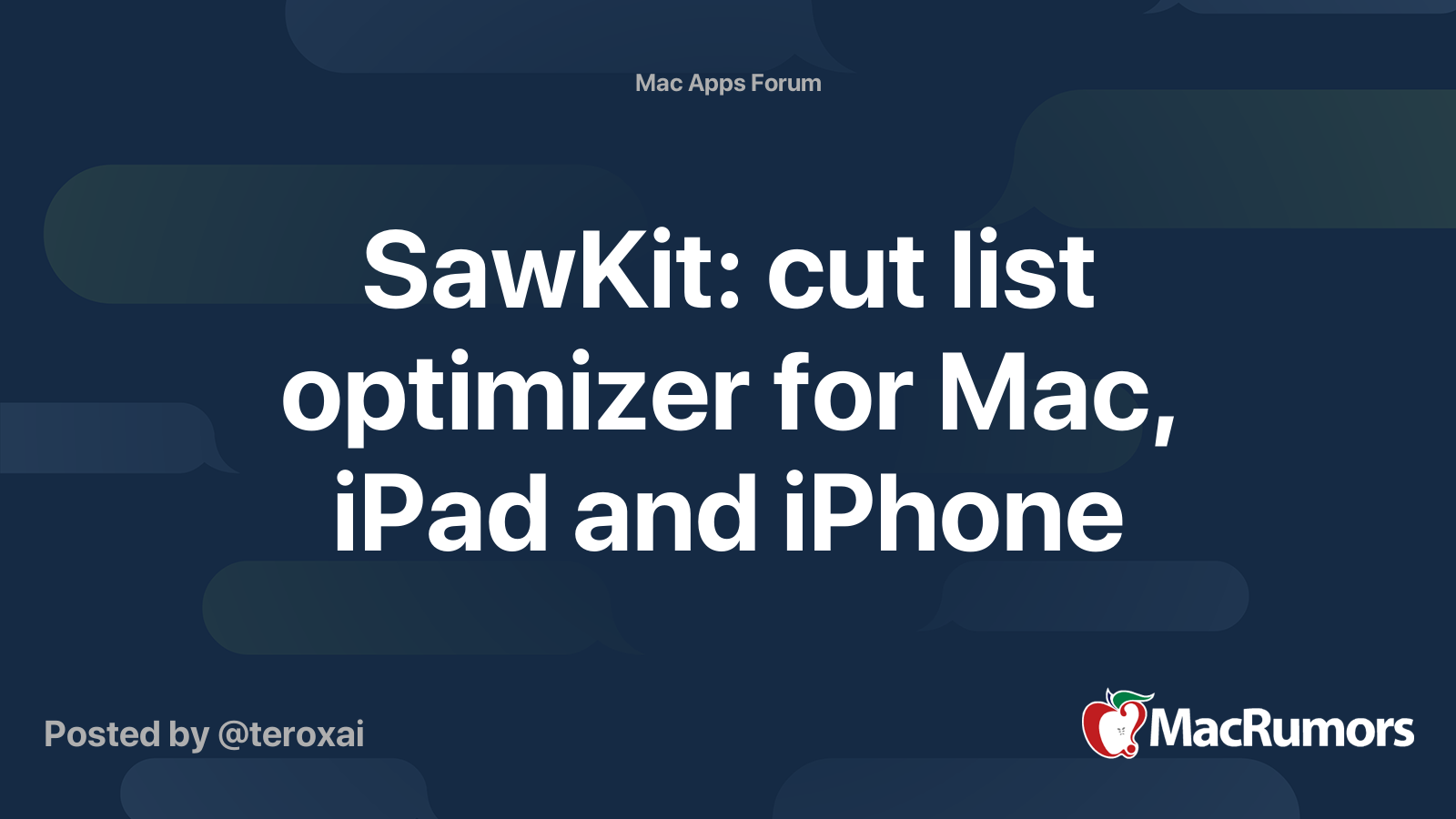 SawKit: cut list optimizer for Mac, iPad and iPhone | MacRumors Forums