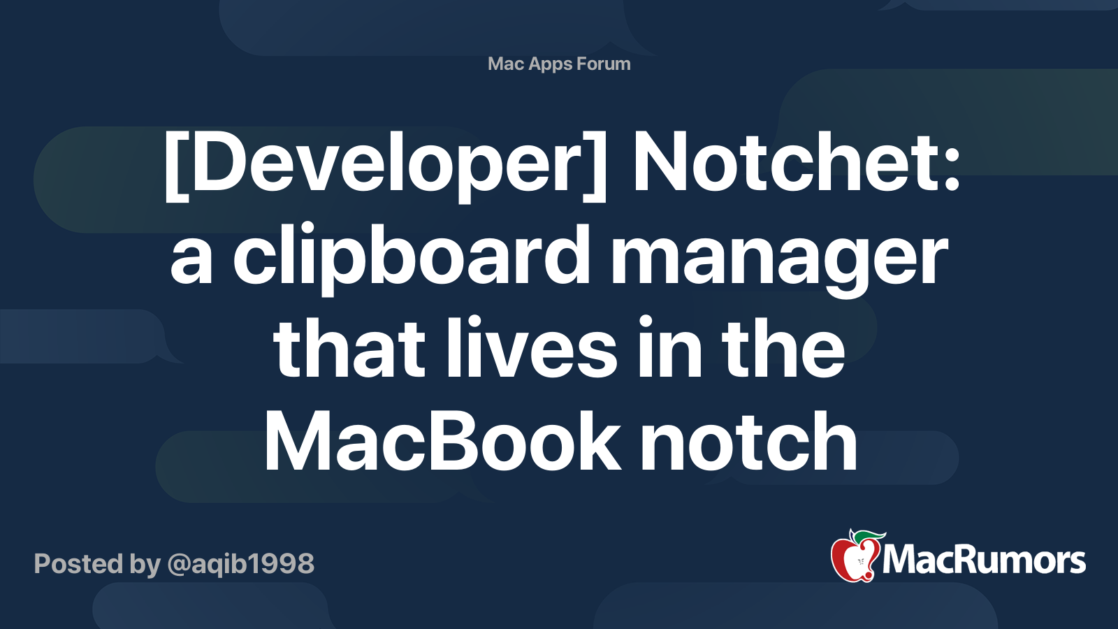 [Developer] Notchet: a clipboard manager that lives in the MacBook ...