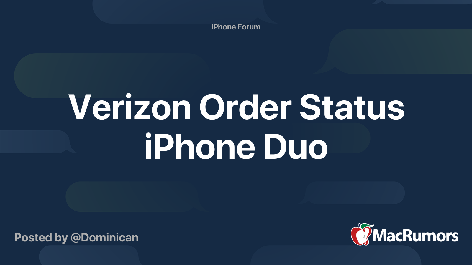 Verizon Order Status iPhone Duo | MacRumors Forums