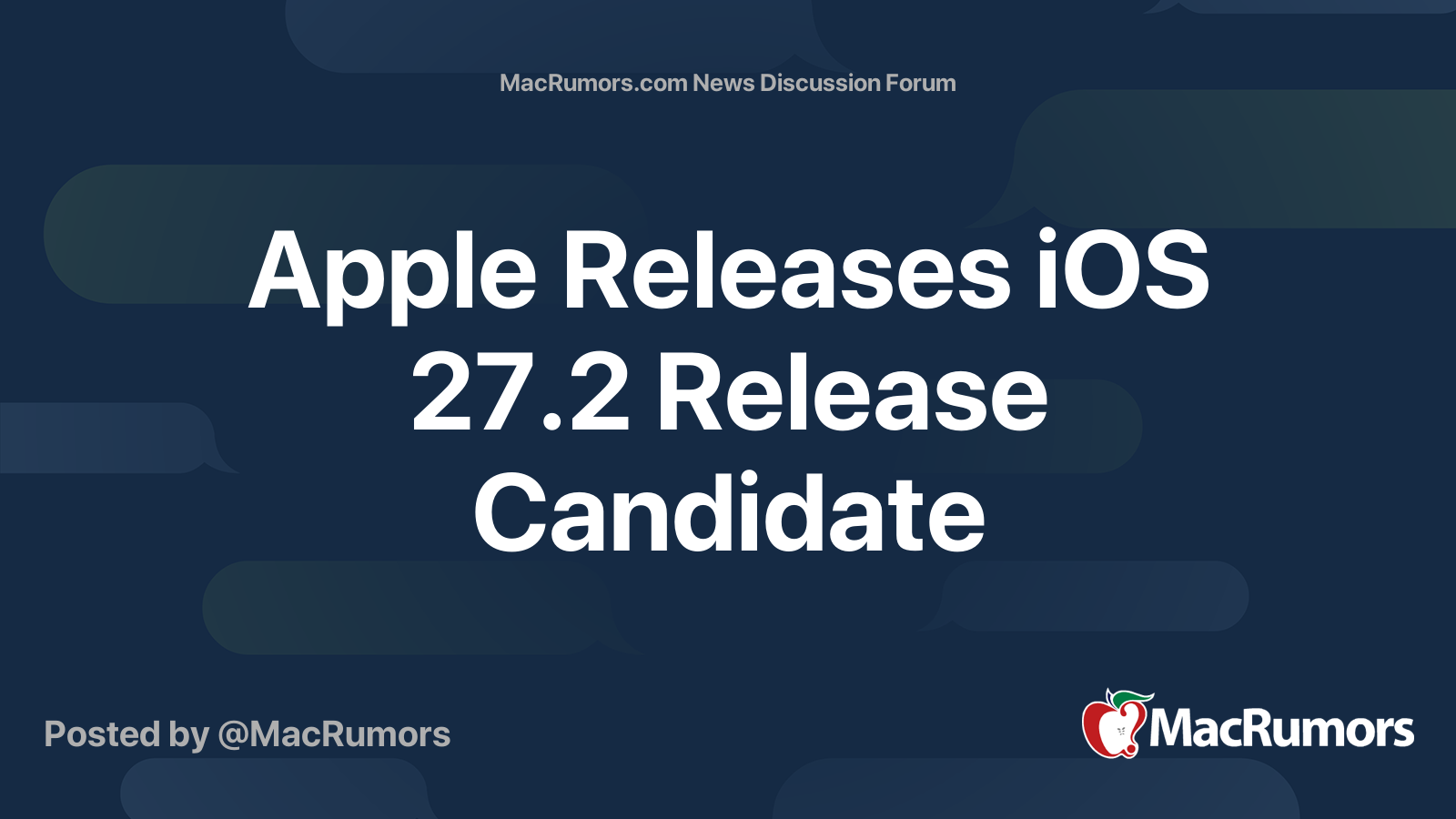 Apple Releases iOS 27.2 Release Candidate | Page 4 | MacRumors Forums