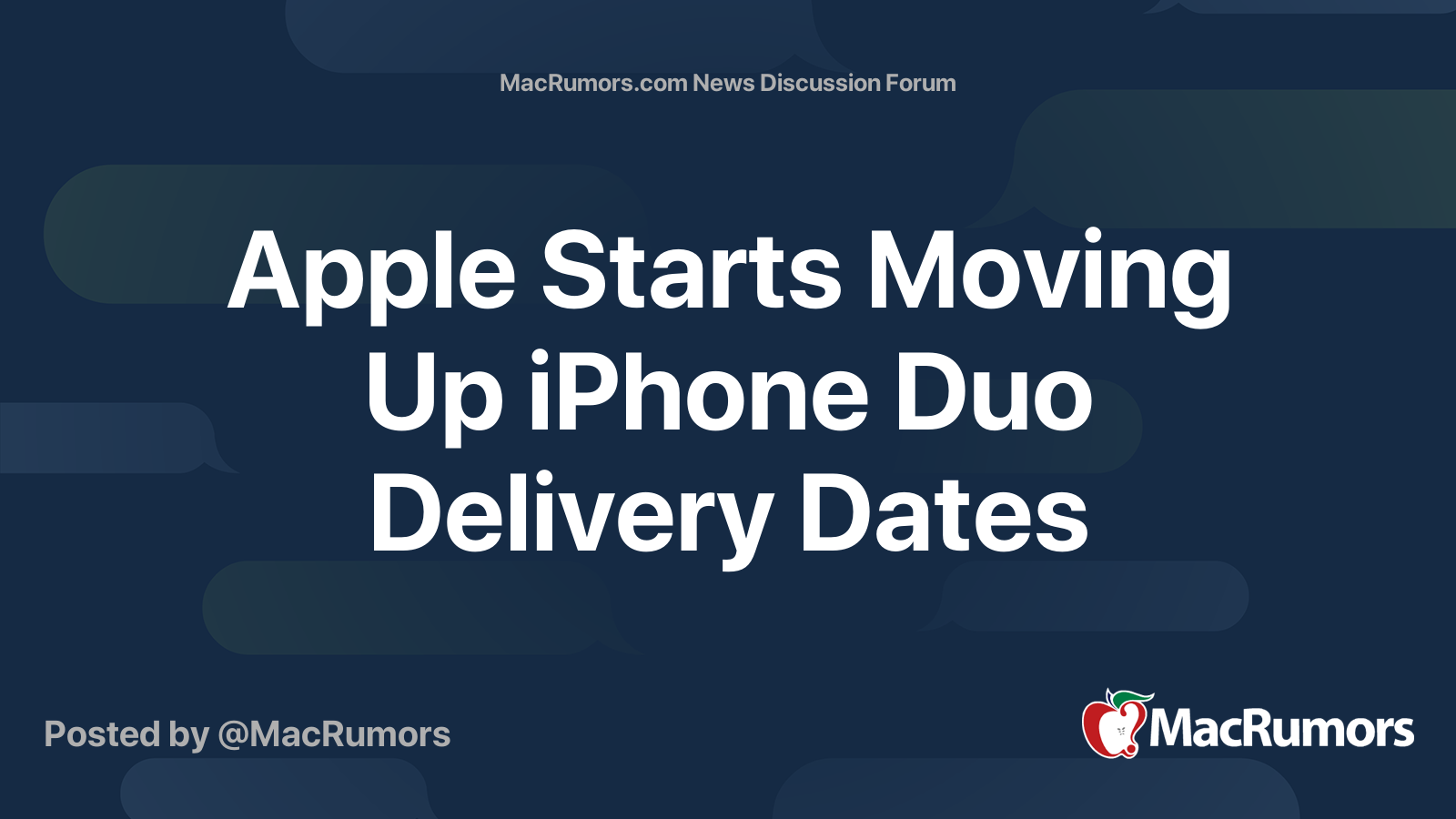 Apple Starts Moving Up iPhone Duo Delivery Dates