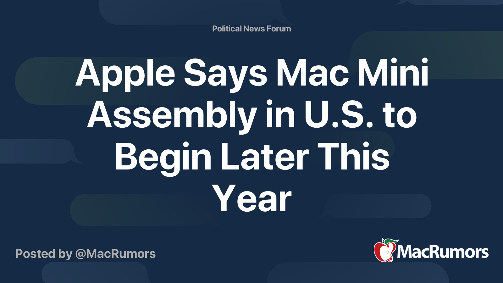 Apple Says Mac Mini Assembly in U.S. to Begin Later This Year | Page 2 ...