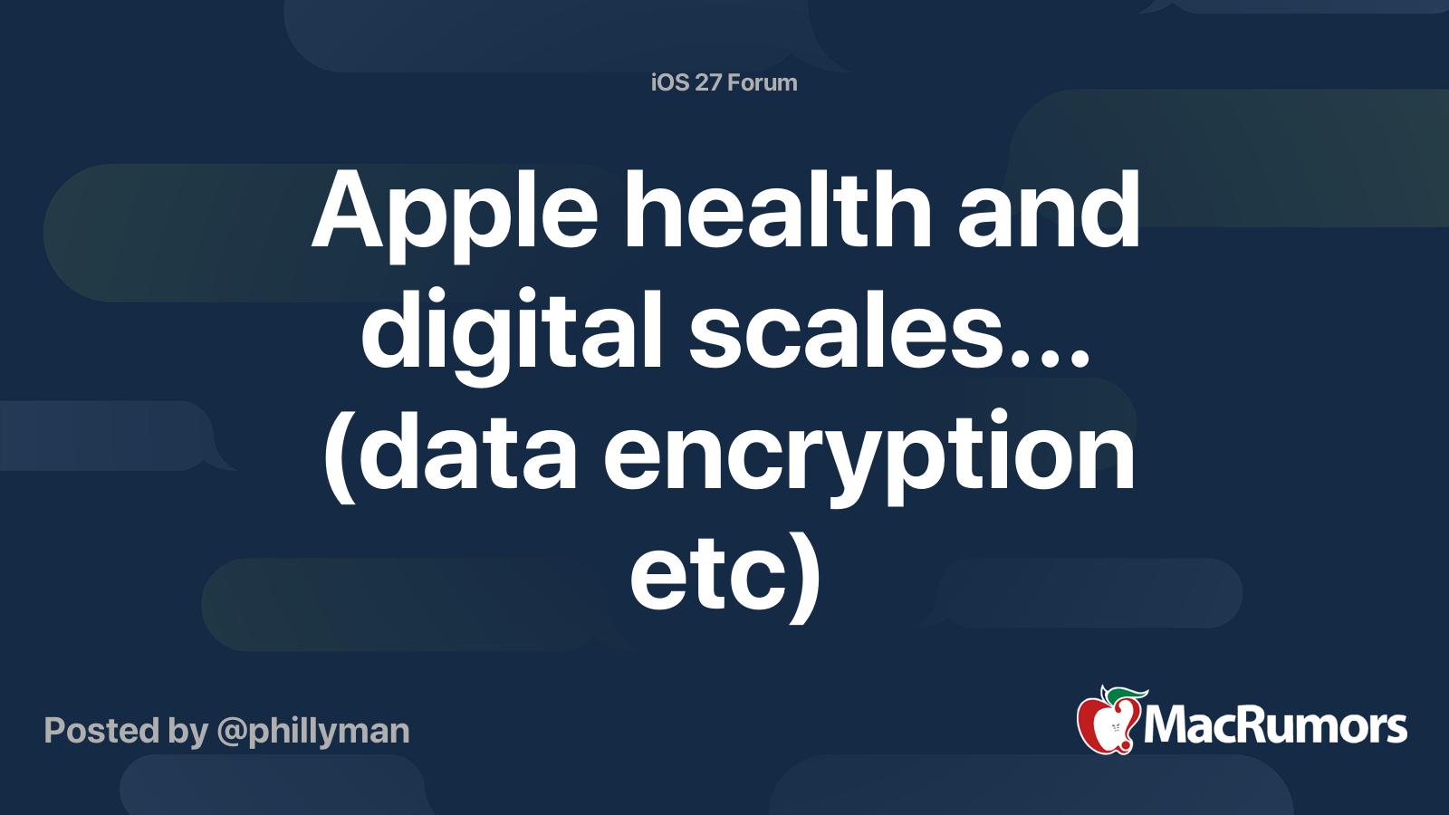 Apple health and digital scales... (data encryption etc) | MacRumors Forums