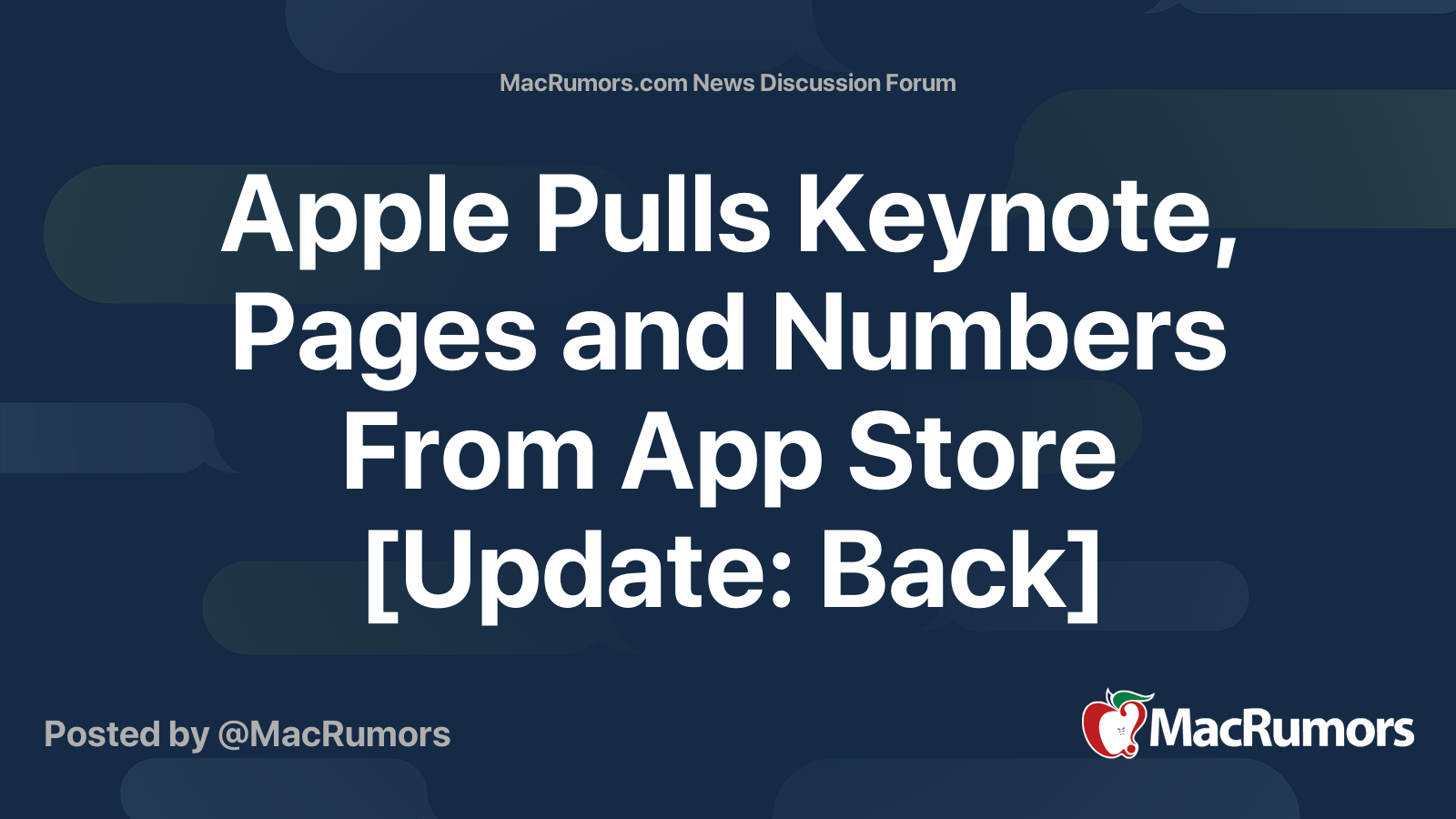 Apple Pulls Keynote, Pages and Numbers From App Store | Page 2 ...