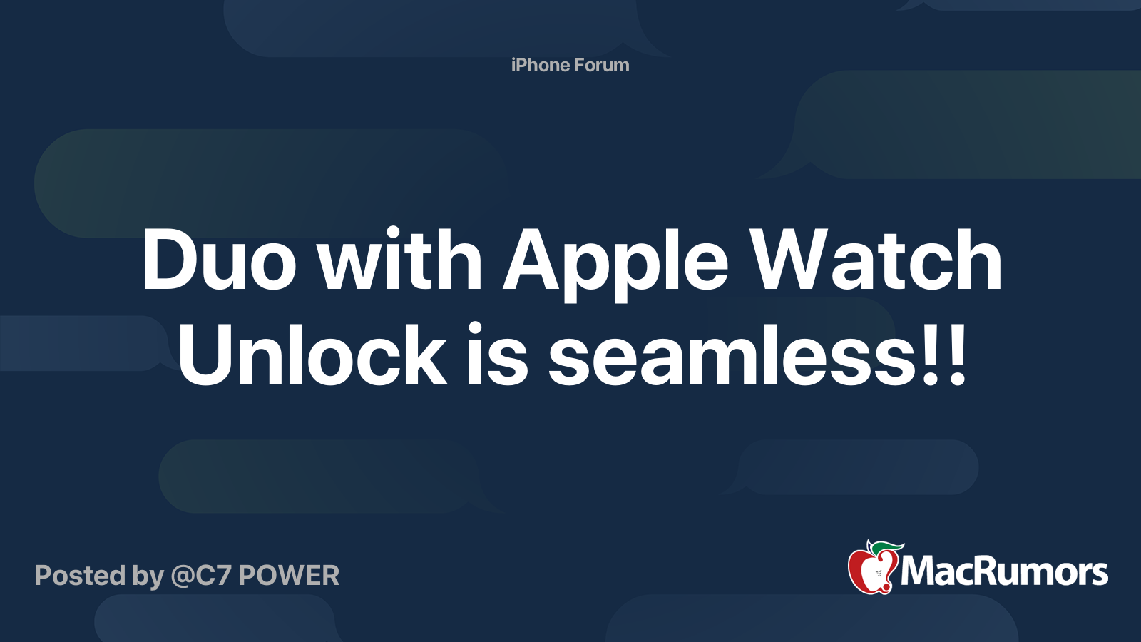 Duo with Apple Watch Unlock is seamless!! | Page 2 | MacRumors Forums