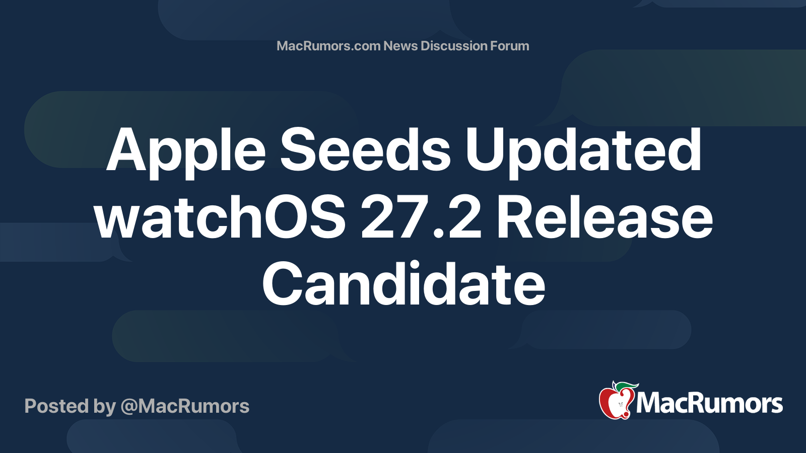 Apple Seeds Updated watchOS 27.2 Release Candidate | Page 2 | MacRumors ...