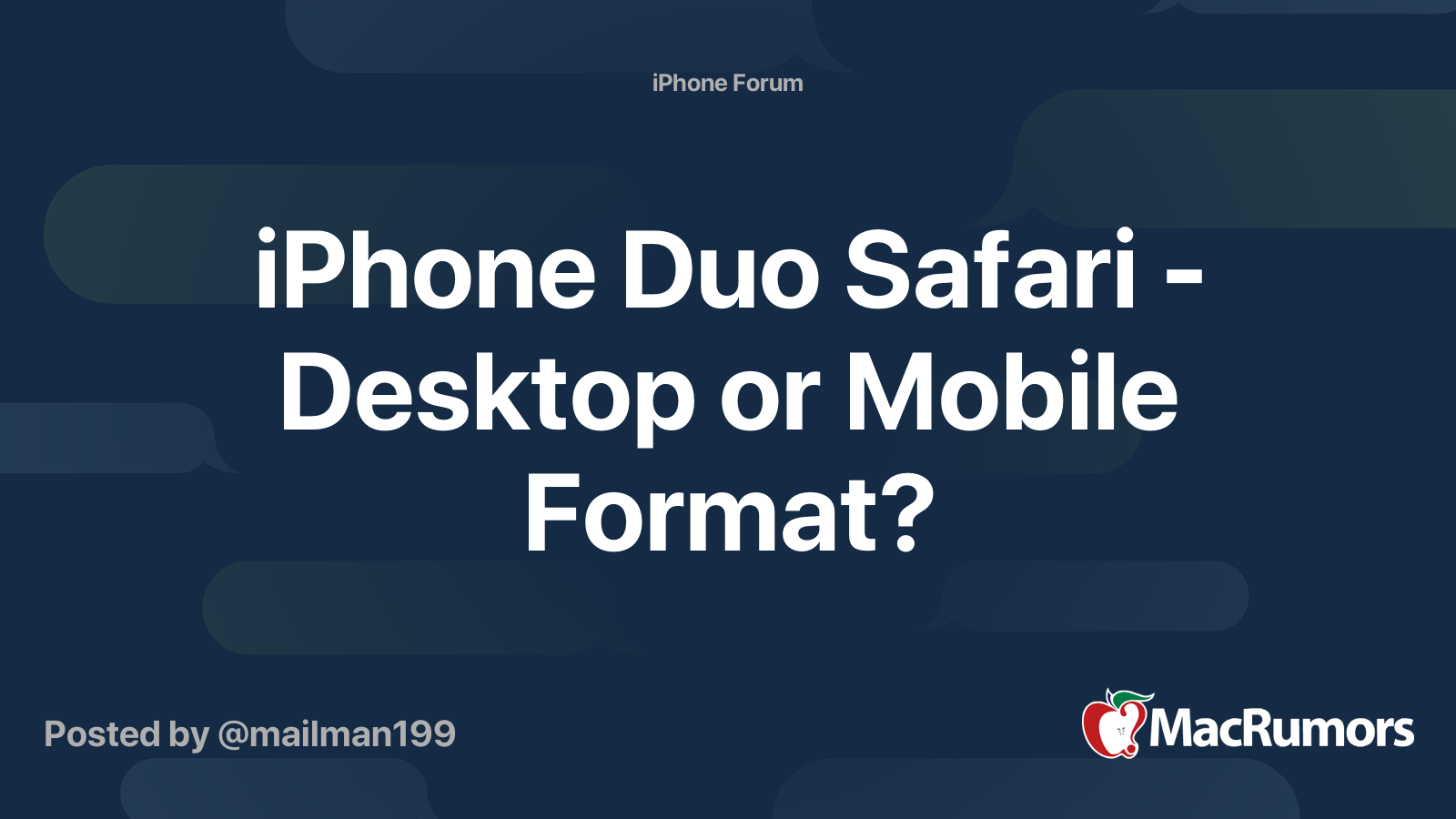 iPhone Duo Safari - Desktop or Mobile Format? | MacRumors Forums