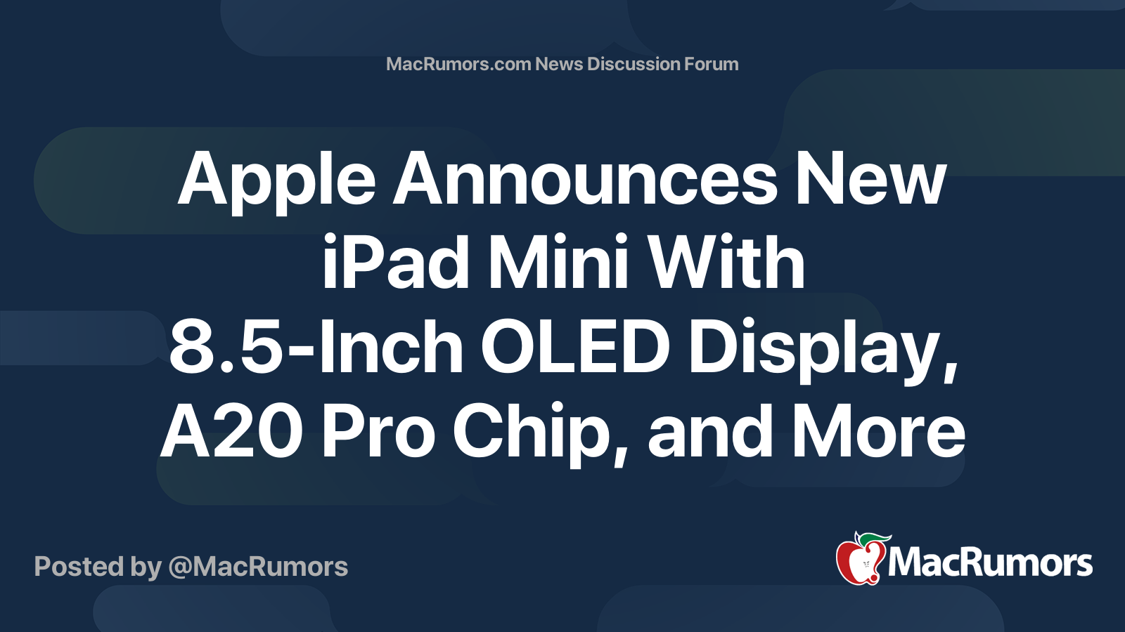 Apple Announces New iPad Mini With 8.5-Inch OLED Display, A20 Pro Chip ...