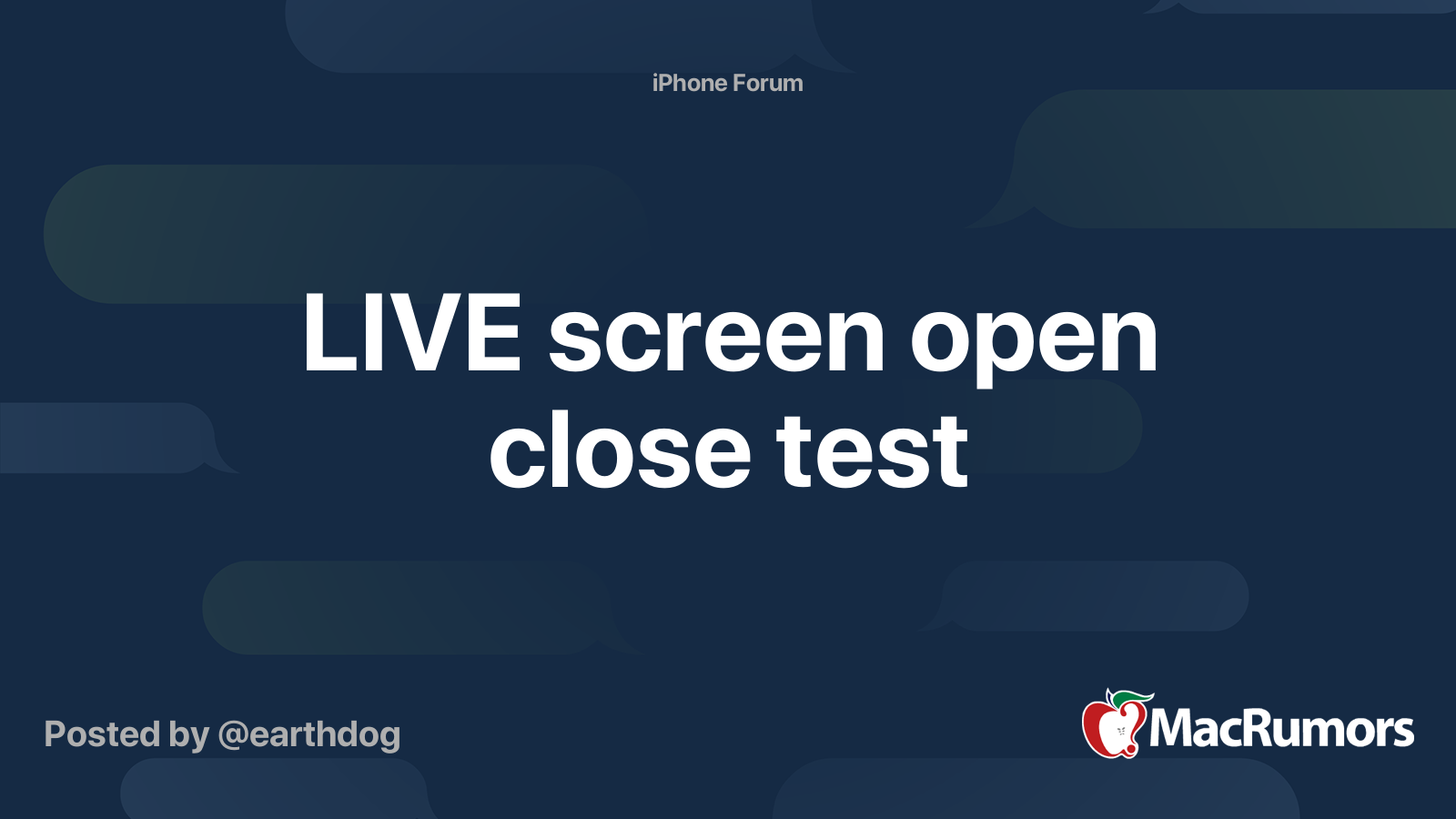 LIVE screen open close test | MacRumors Forums