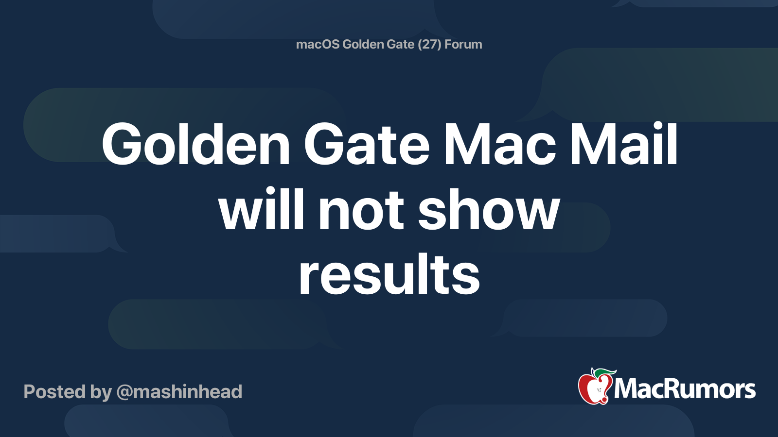 Golden Gate Mac Mail will not show results | MacRumors Forums