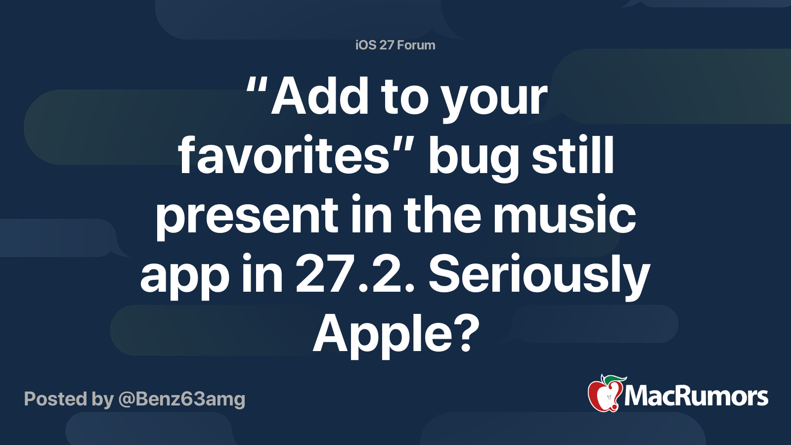 “Add to your favorites” bug still present in the music app in 27.2 ...