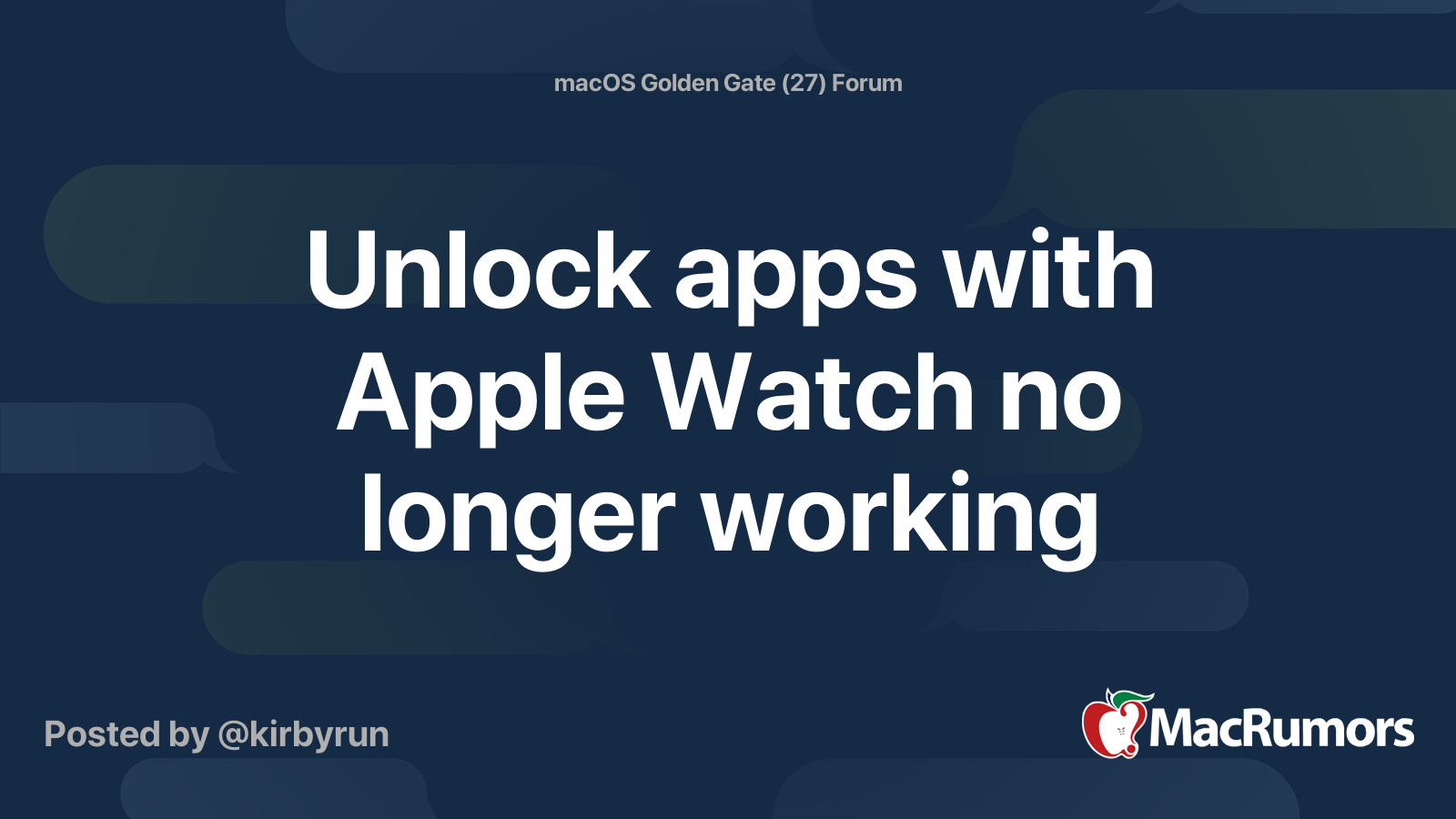 Unlock apps with Apple Watch no longer working | MacRumors Forums