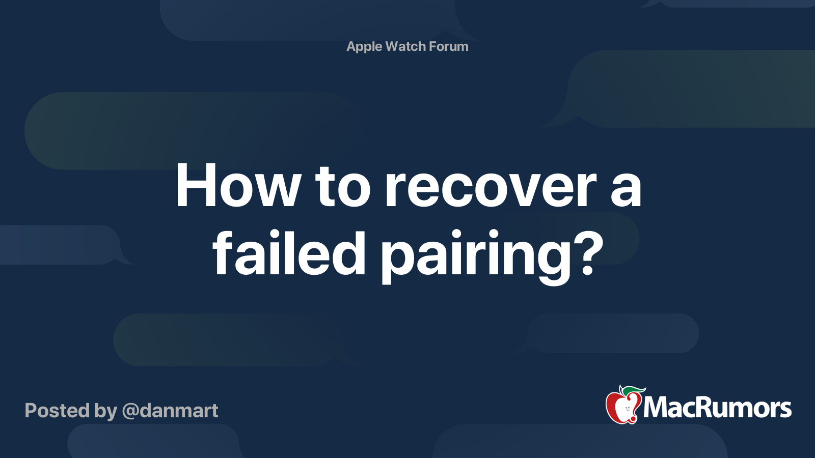 How to recover a failed pairing? | MacRumors Forums