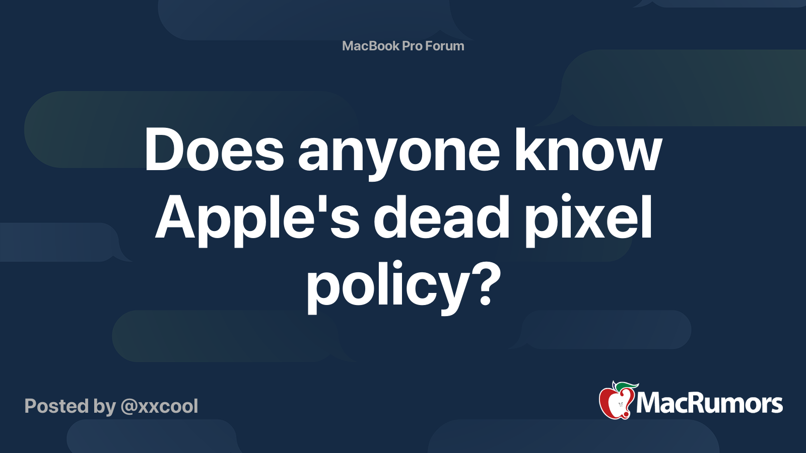Does anyone know Apple's dead pixel policy? | MacRumors Forums